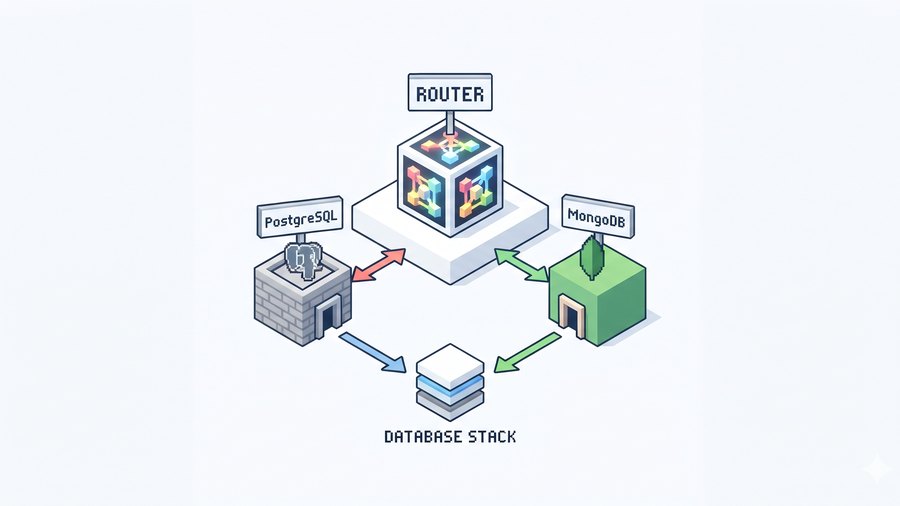 Voxel illustration of two databases exchanging records